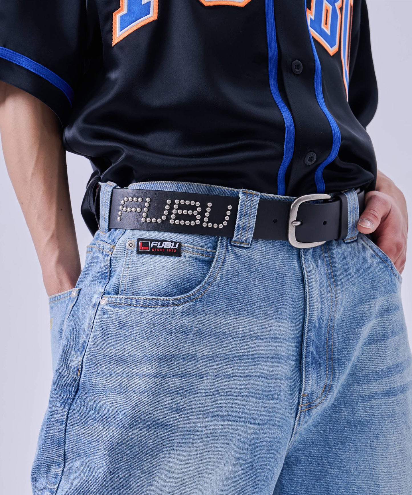 【NEW】STUDS GENUINE LEATHER BELT/スタッド付き本革ベルト【FAM-61908】