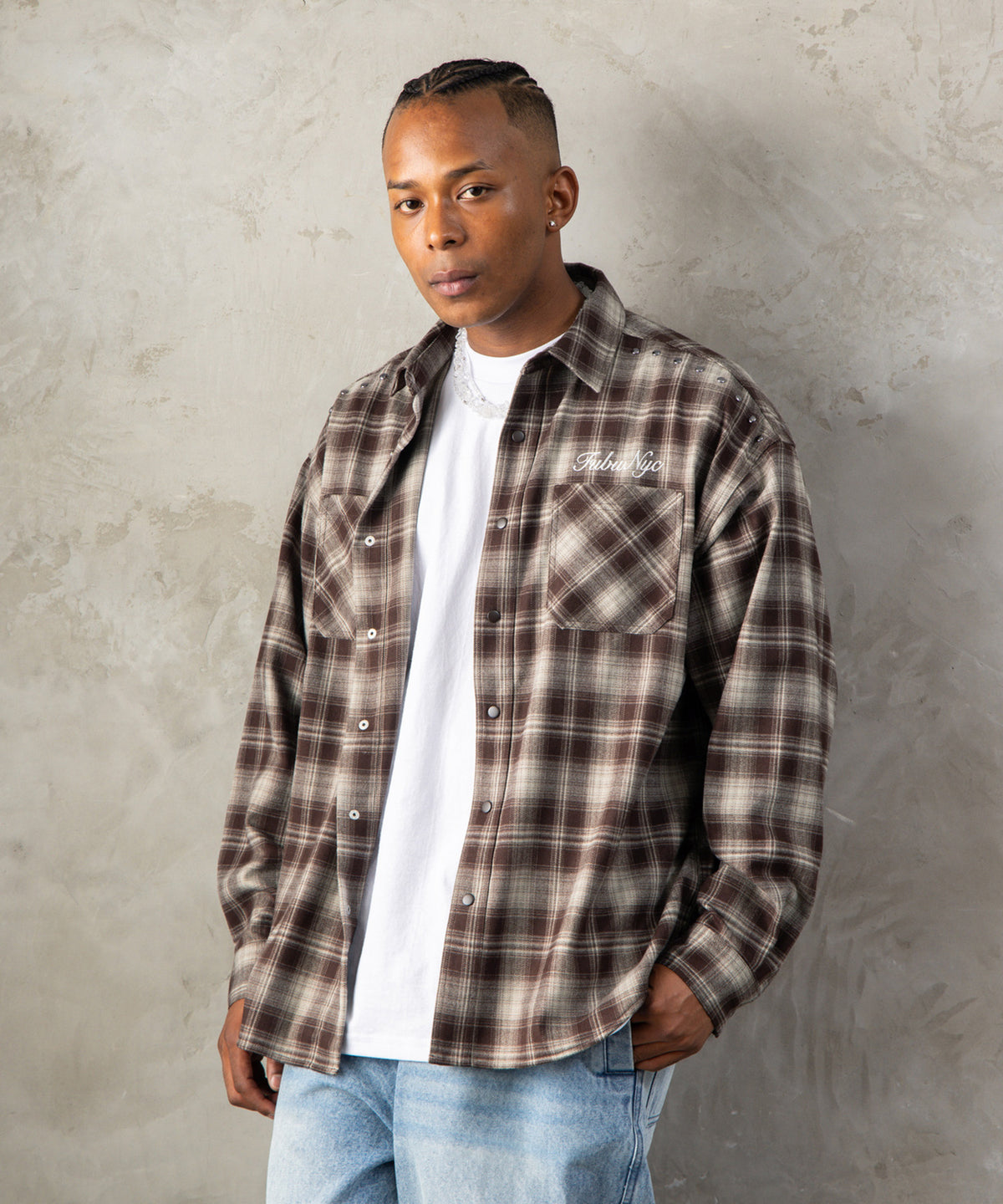 【NEW】STUDS CHECK SHIRTS/スタッズチェックシャツ【FAM-62100】