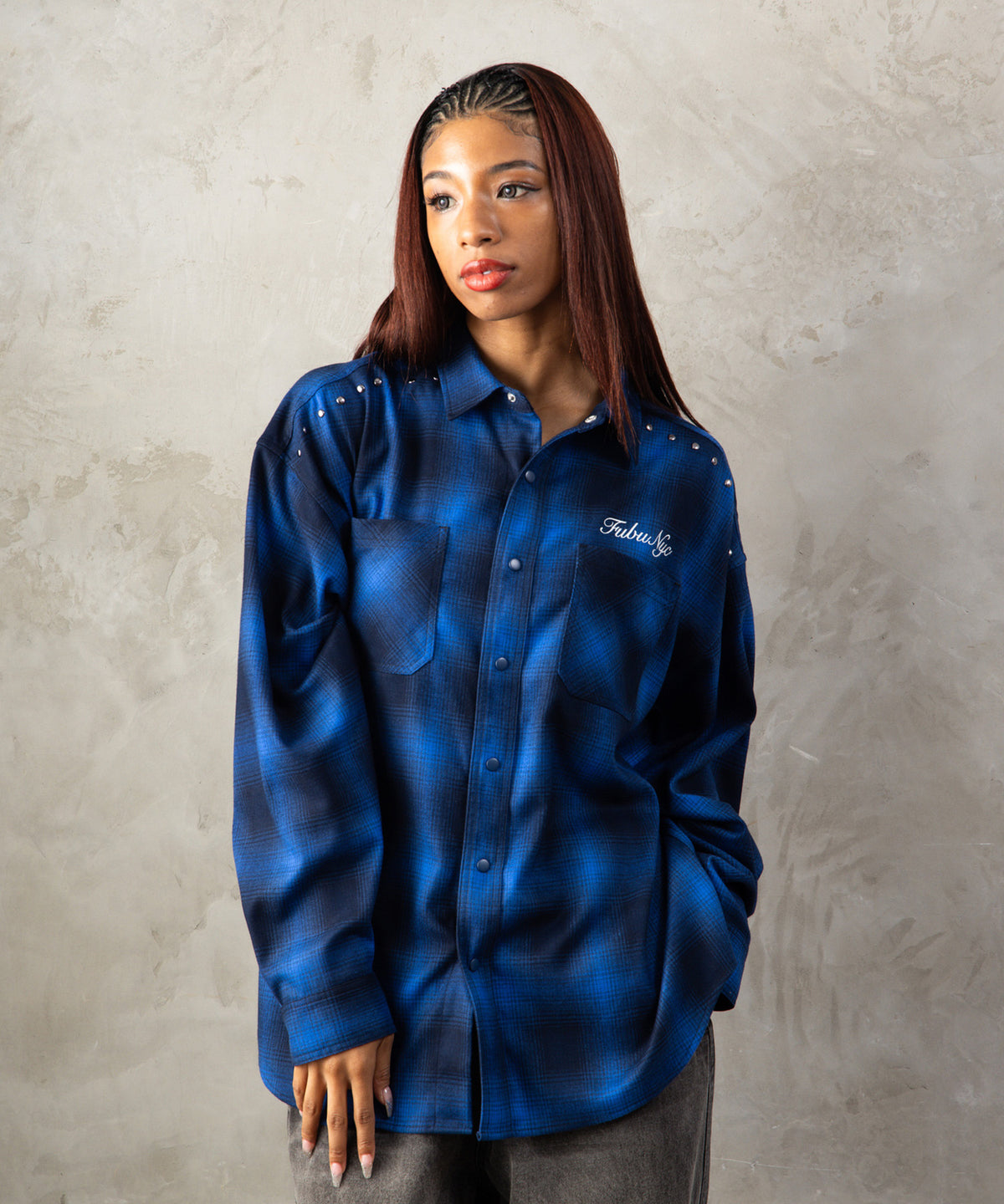 【NEW】STUDS CHECK SHIRTS/スタッズチェックシャツ【FAM-62100】