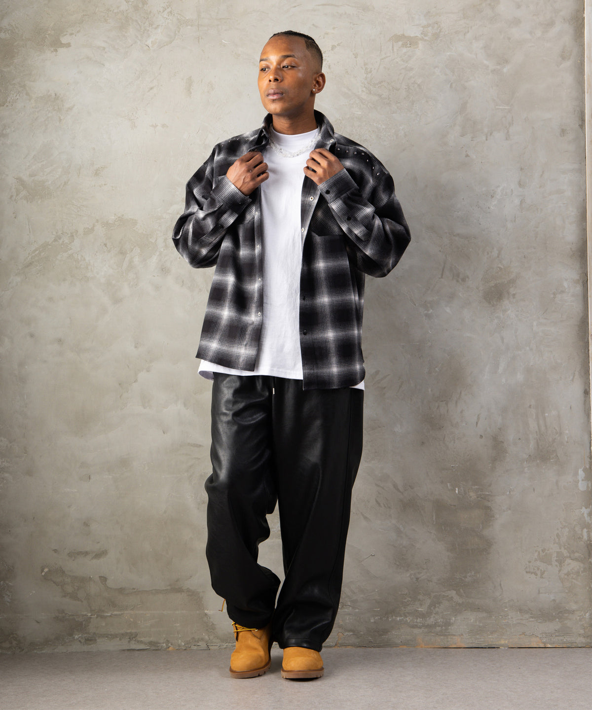 【NEW】STUDS CHECK SHIRTS/スタッズチェックシャツ【FAM-62100】