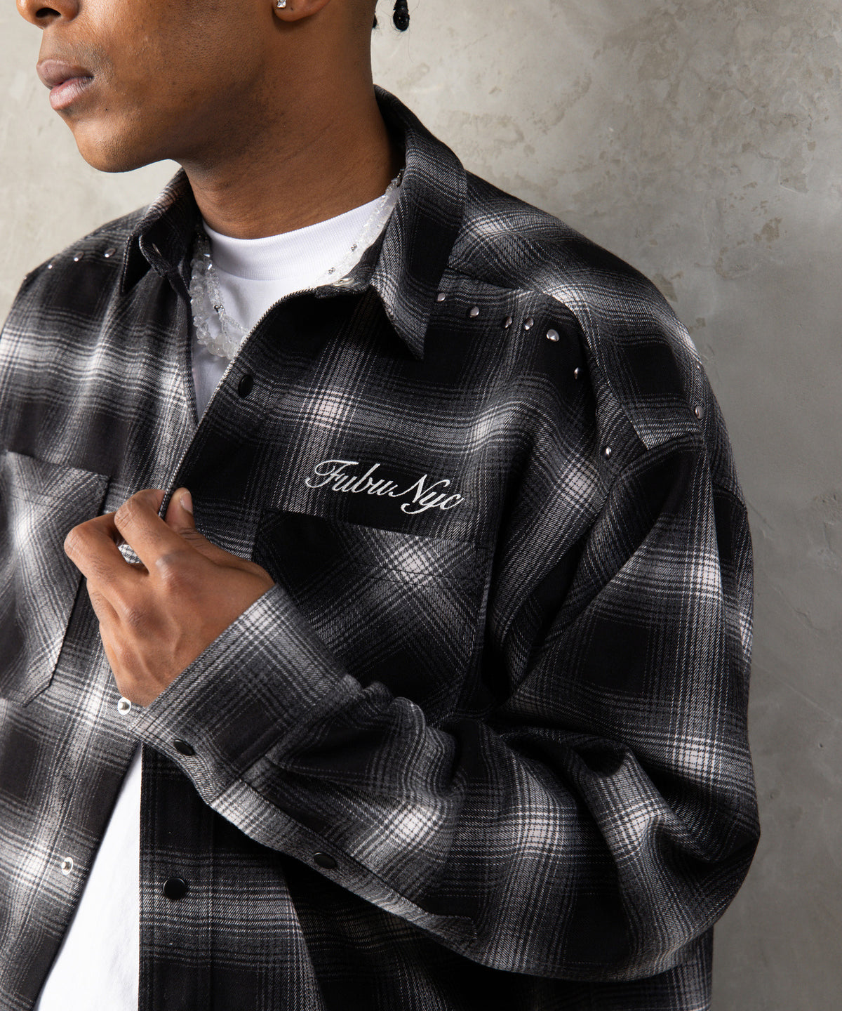 【NEW】STUDS CHECK SHIRTS/スタッズチェックシャツ【FAM-62100】
