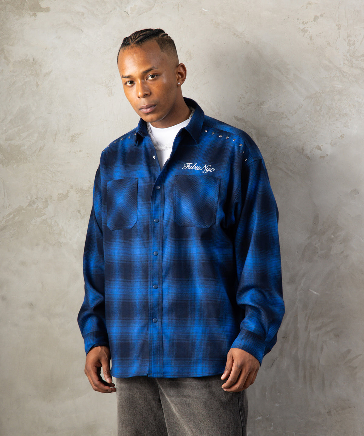 【NEW】STUDS CHECK SHIRTS/スタッズチェックシャツ【FAM-62100】