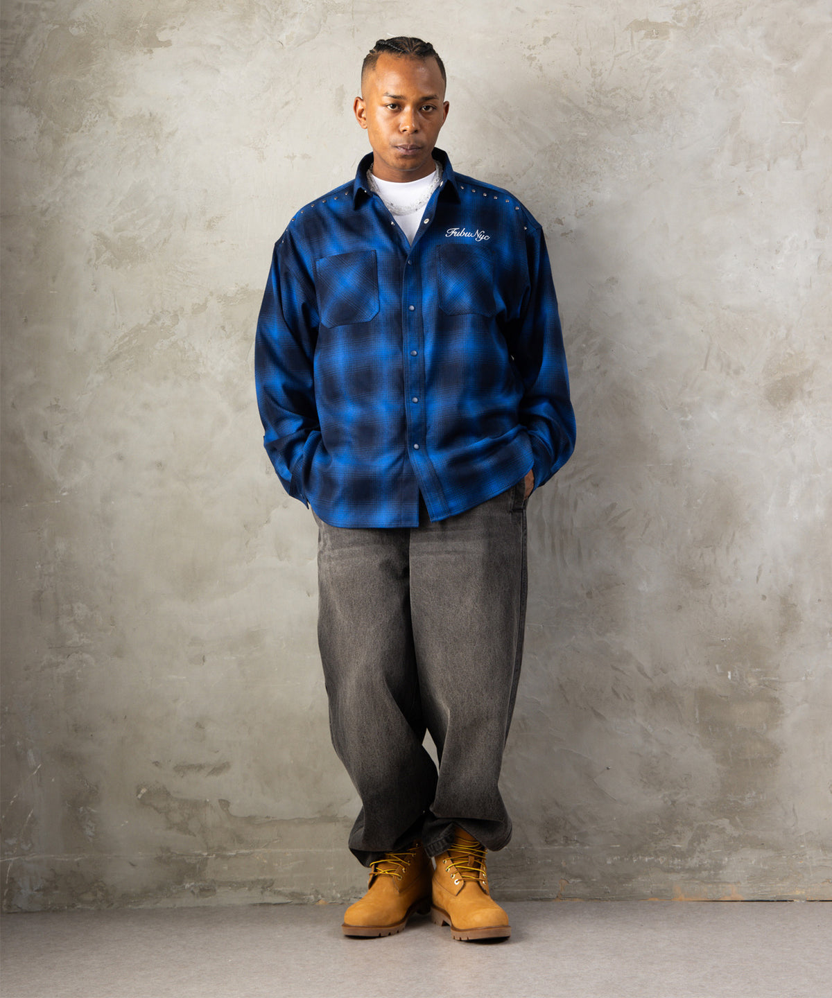 【NEW】STUDS CHECK SHIRTS/スタッズチェックシャツ【FAM-62100】