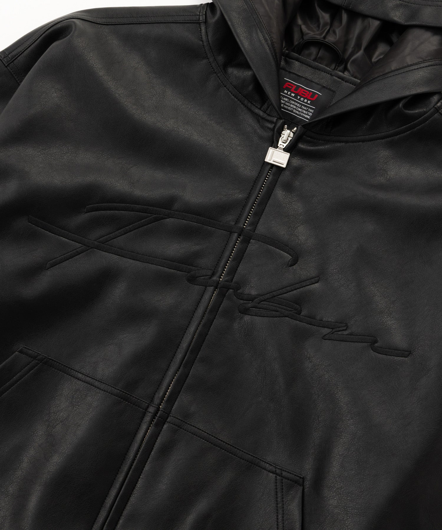 FAUX LEATHER ZIP HOODIE/フェイクレザージップフーディー【FAM-62300