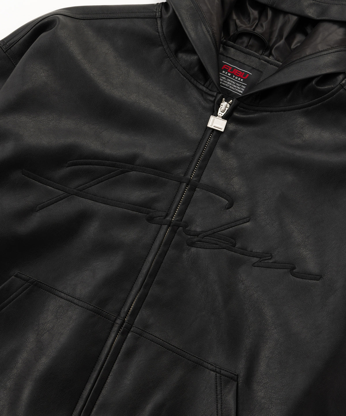 【NEW】FAUX LEATHER ZIP HOODIE/フェイクレザージップフーディー【FAM-62300】