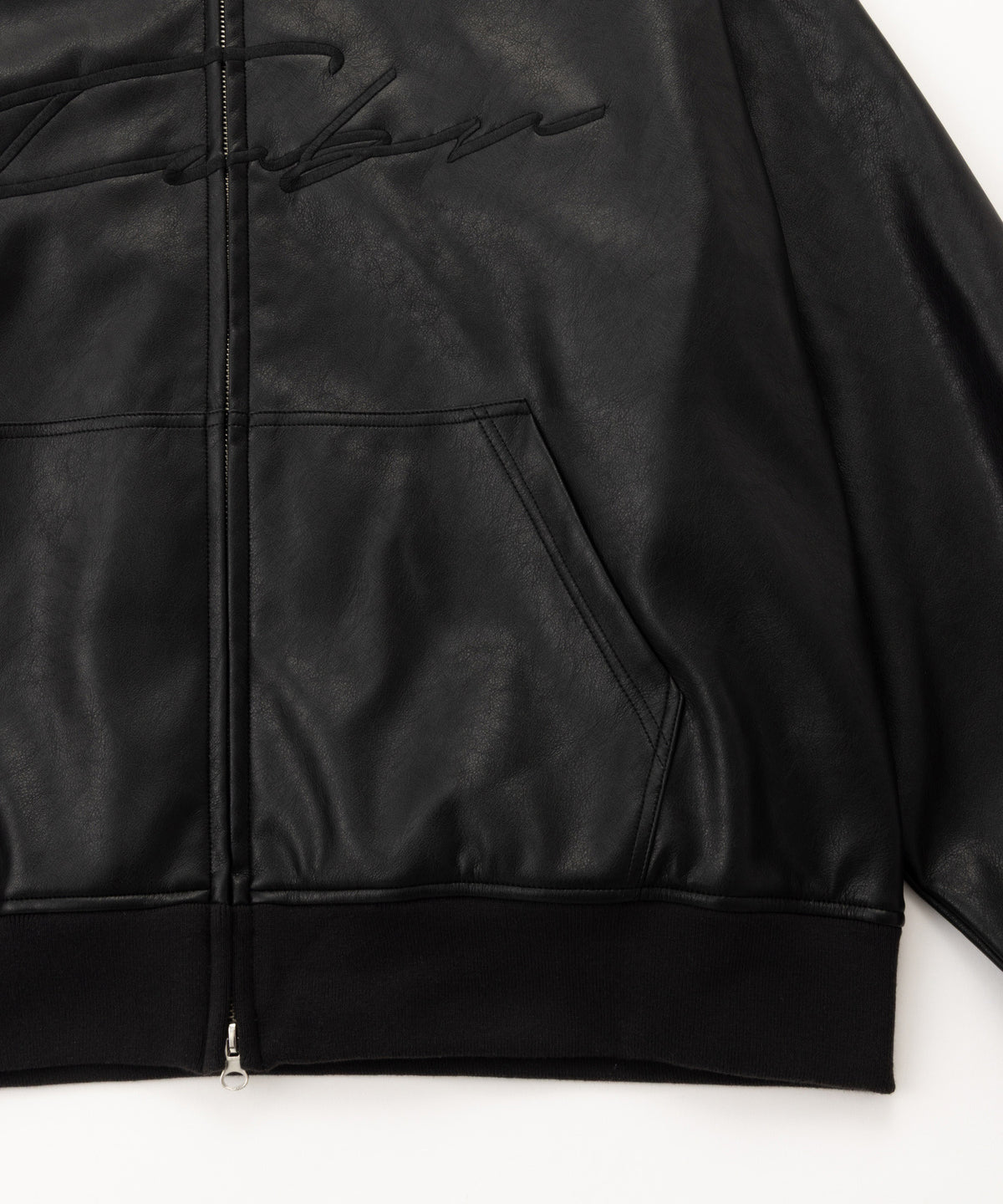 【NEW】FAUX LEATHER ZIP HOODIE/フェイクレザージップフーディー【FAM-62300】