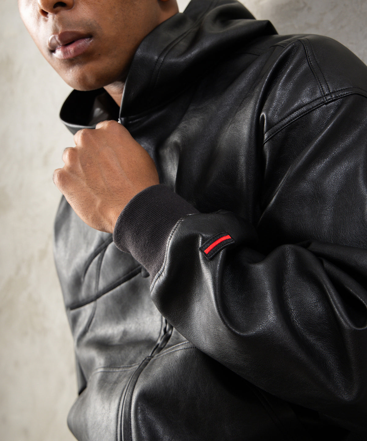 【NEW】FAUX LEATHER ZIP HOODIE/フェイクレザージップフーディー【FAM-62300】