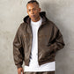 【NEW】FAUX LEATHER ZIP HOODIE/フェイクレザージップフーディー【FAM-62300】