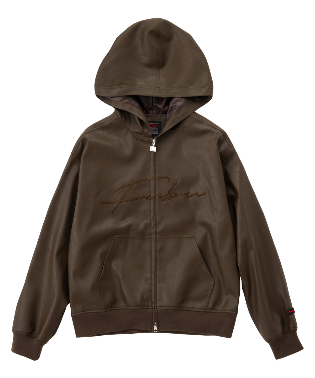 【NEW】FAUX LEATHER ZIP HOODIE/フェイクレザージップフーディー【FAM-62300】