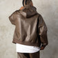 【NEW】FAUX LEATHER ZIP HOODIE/フェイクレザージップフーディー【FAM-62300】