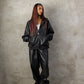 【NEW】FAUX LEATHER ZIP HOODIE/フェイクレザージップフーディー【FAM-62300】