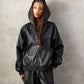 【NEW】FAUX LEATHER ZIP HOODIE/フェイクレザージップフーディー【FAM-62300】