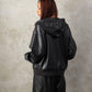 【NEW】FAUX LEATHER ZIP HOODIE/フェイクレザージップフーディー【FAM-62300】