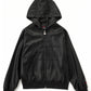 【NEW】FAUX LEATHER ZIP HOODIE/フェイクレザージップフーディー【FAM-62300】