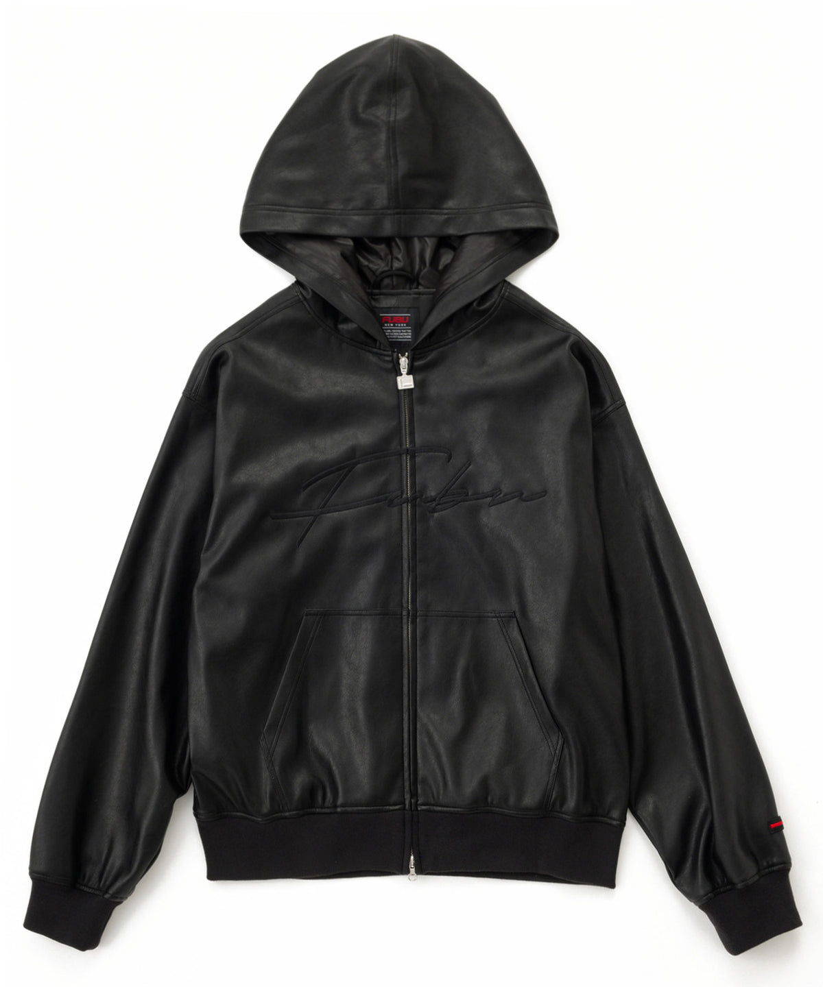 【NEW】FAUX LEATHER ZIP HOODIE/フェイクレザージップフーディー【FAM-62300】