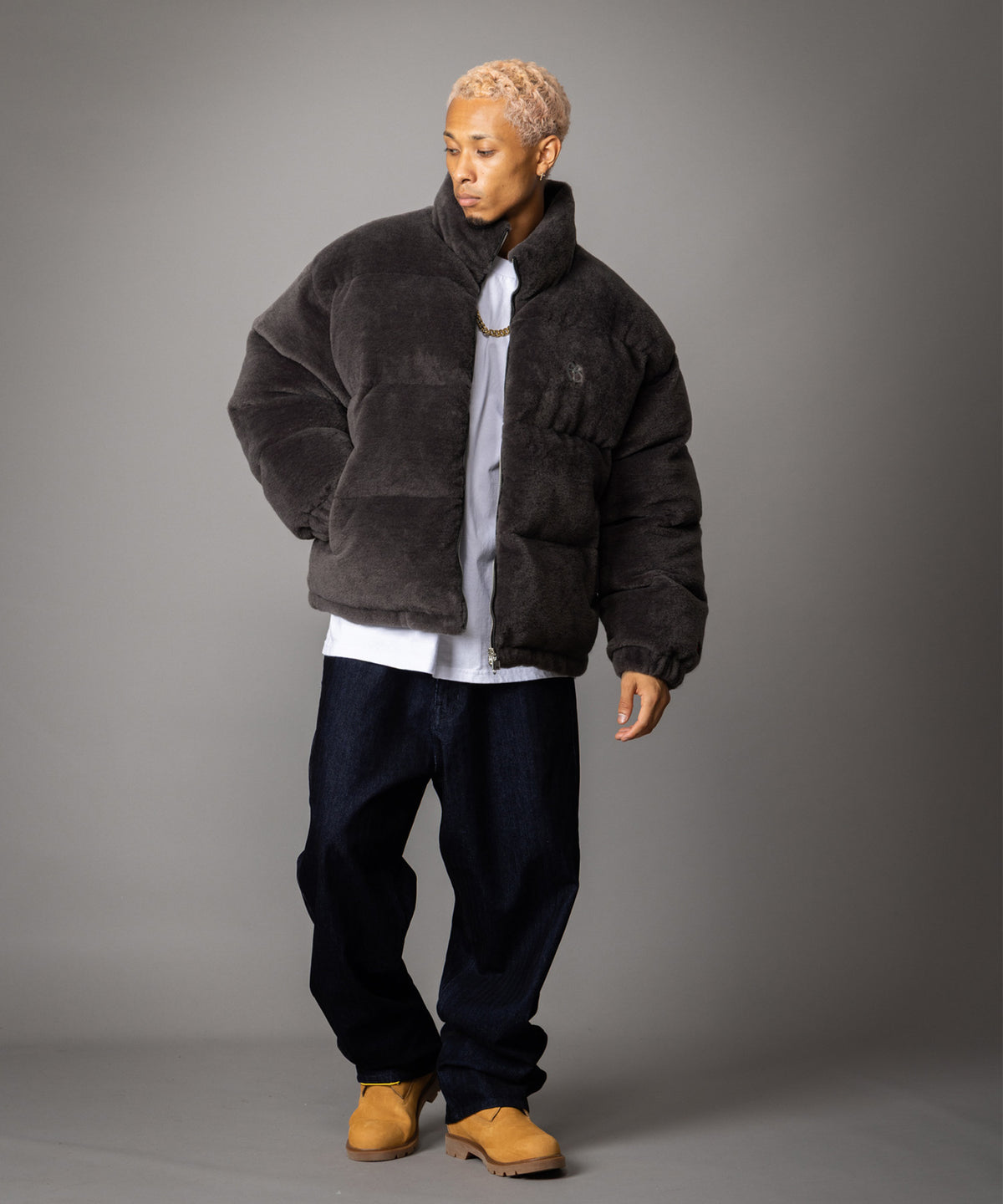 【NEW】FAUX FUR PUFFER JACKET/フェイクファーパファージャケット【FAM-62305】