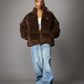 【NEW】FAUX FUR PUFFER JACKET/フェイクファーパファージャケット【FAM-62305】