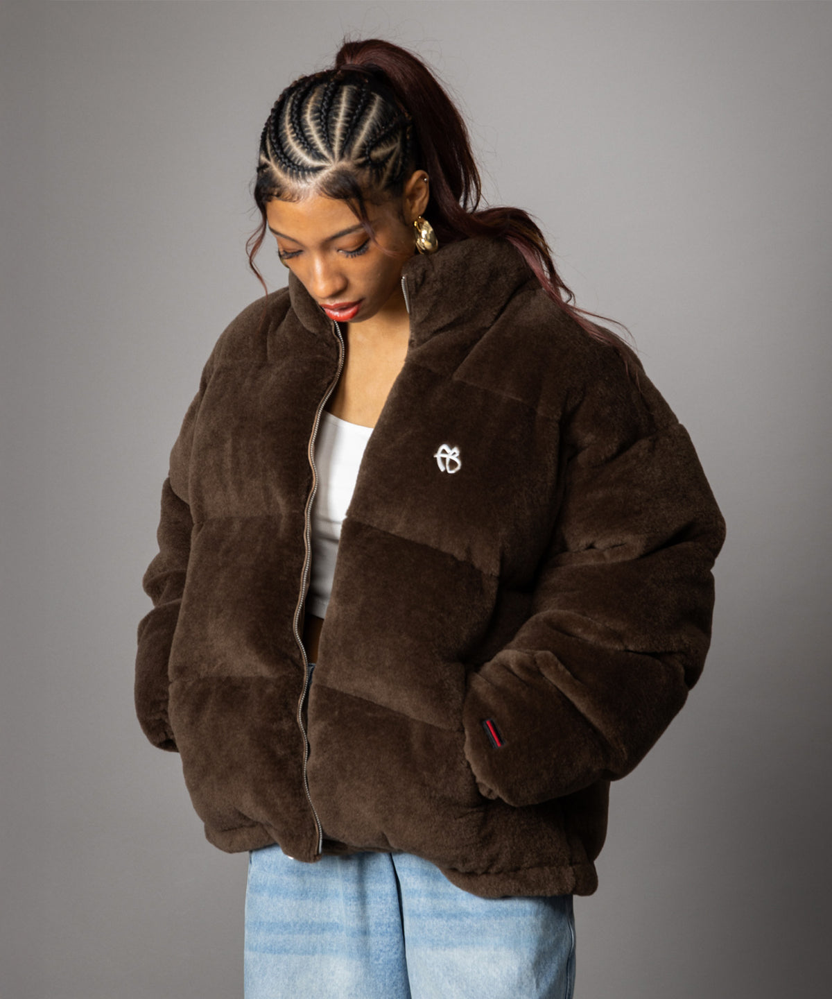 【NEW】FAUX FUR PUFFER JACKET/フェイクファーパファージャケット【FAM-62305】