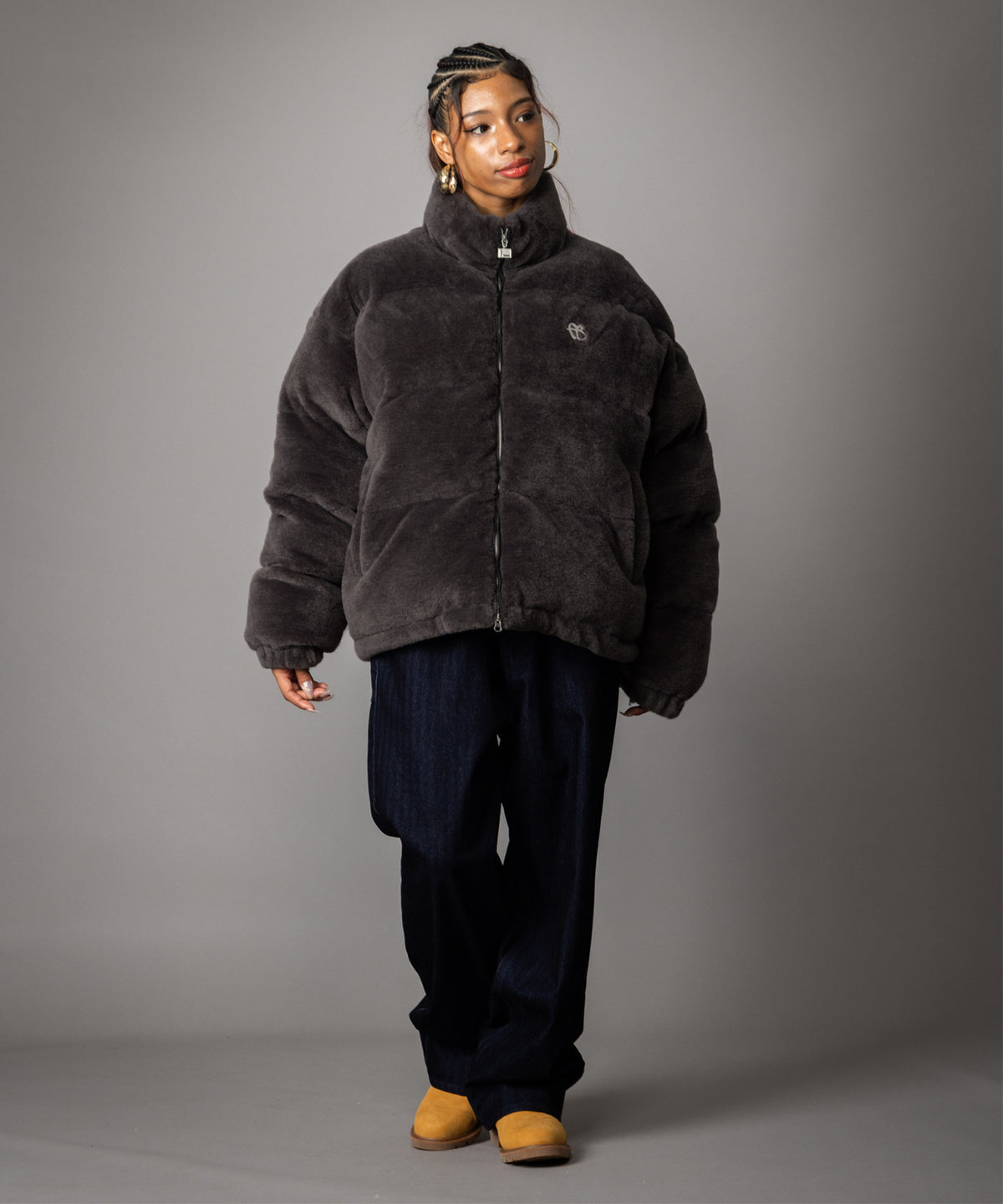 【NEW】FAUX FUR PUFFER JACKET/フェイクファーパファージャケット【FAM-62305】