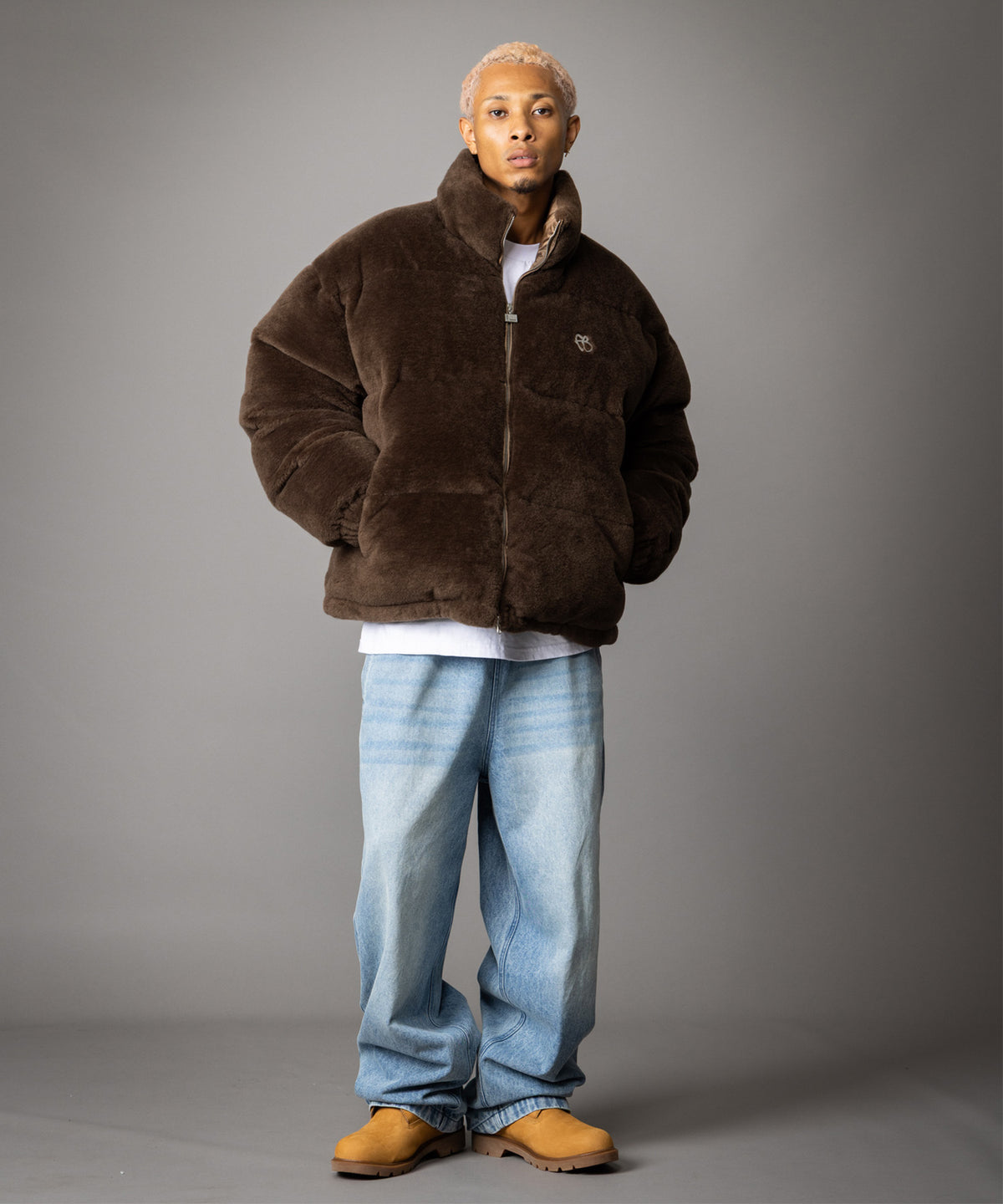 【NEW】FAUX FUR PUFFER JACKET/フェイクファーパファージャケット【FAM-62305】