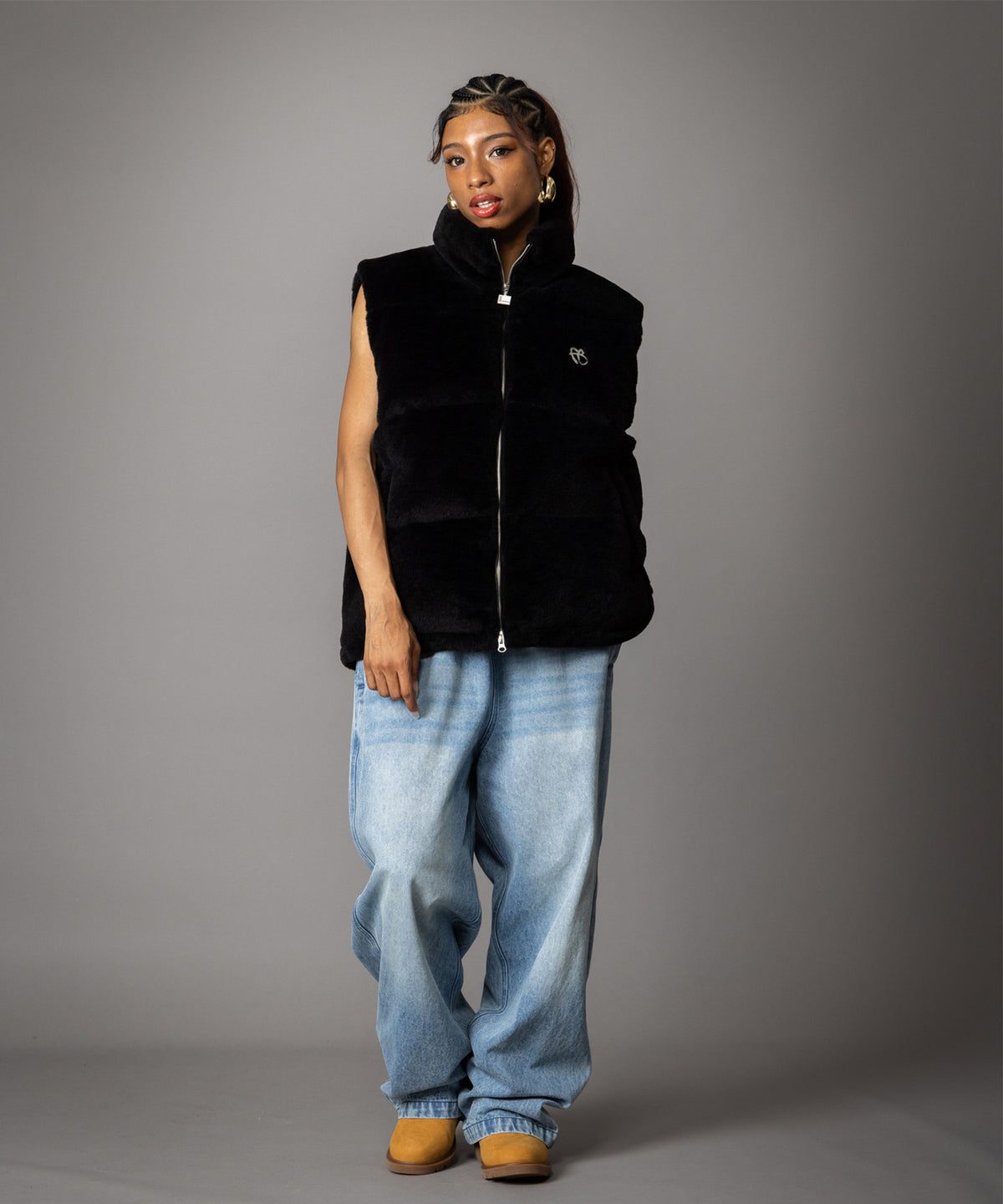 【NEW】FAUX FUR PUFFER VEST/フェイクファーパファーベスト【FAM-62306】