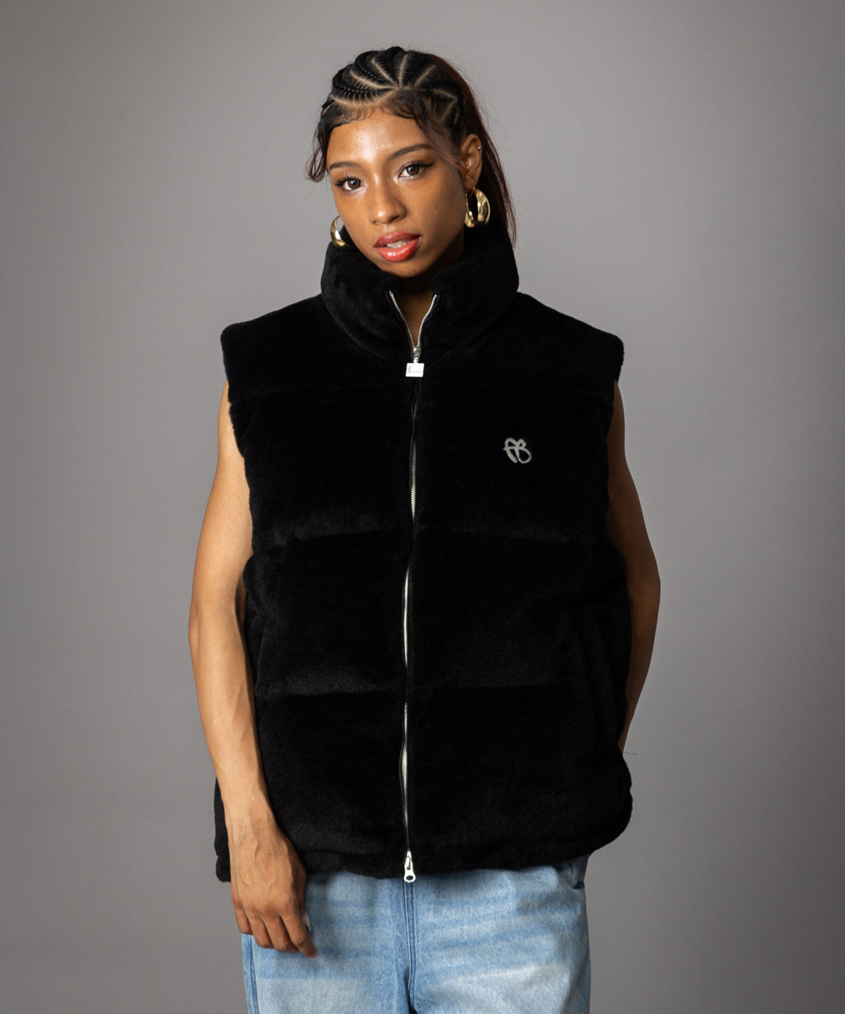 【NEW】FAUX FUR PUFFER VEST/フェイクファーパファーベスト【FAM-62306】