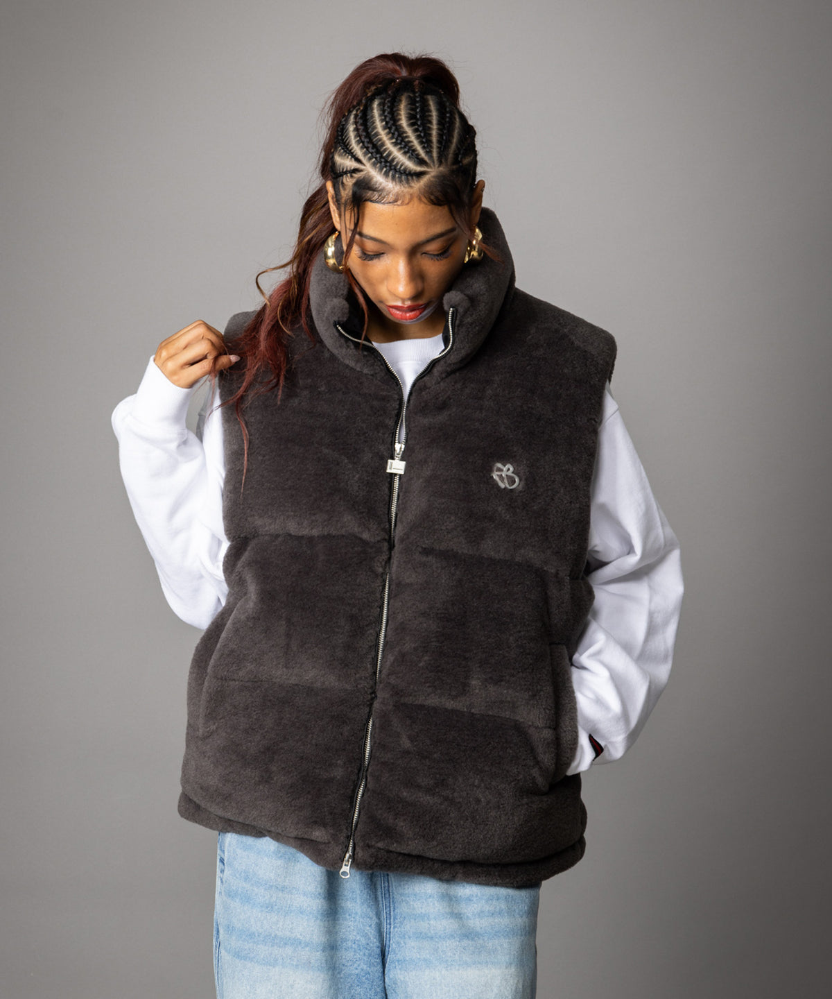【NEW】FAUX FUR PUFFER VEST/フェイクファーパファーベスト【FAM-62306】