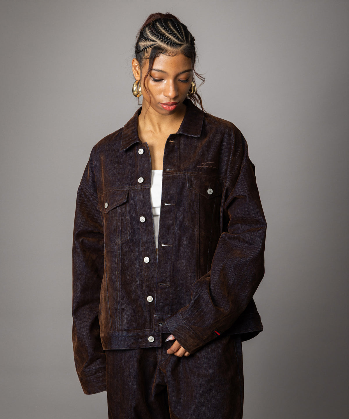 【NEW】FLOCKED DENIM JACKET/フロックデニムジャケット【FAM-62316】【10月5日から順次配送】