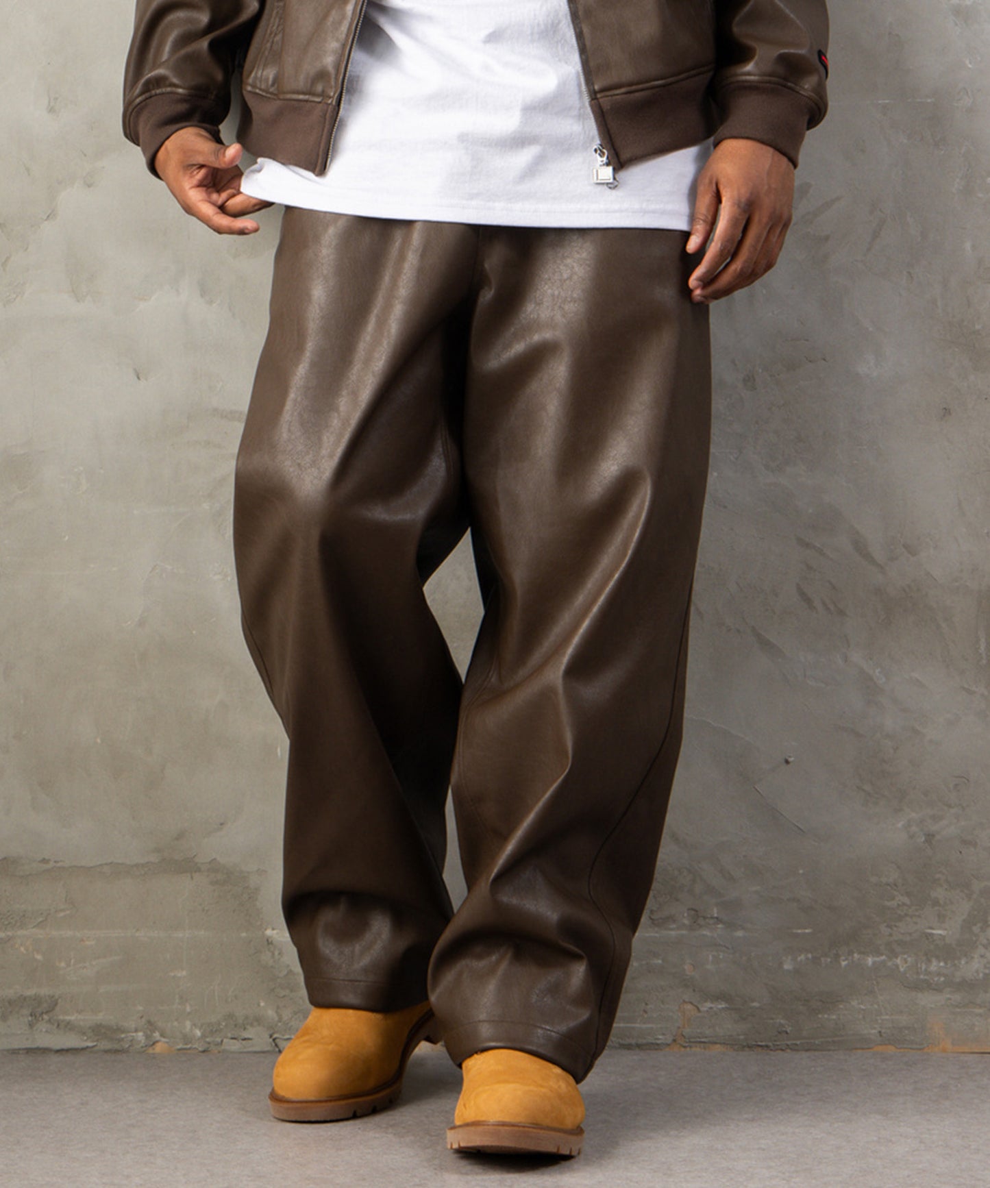 【NEW】FAUX LEATHER EASY PANTS/フェイクレザーイージーパンツ【FAM-62500】