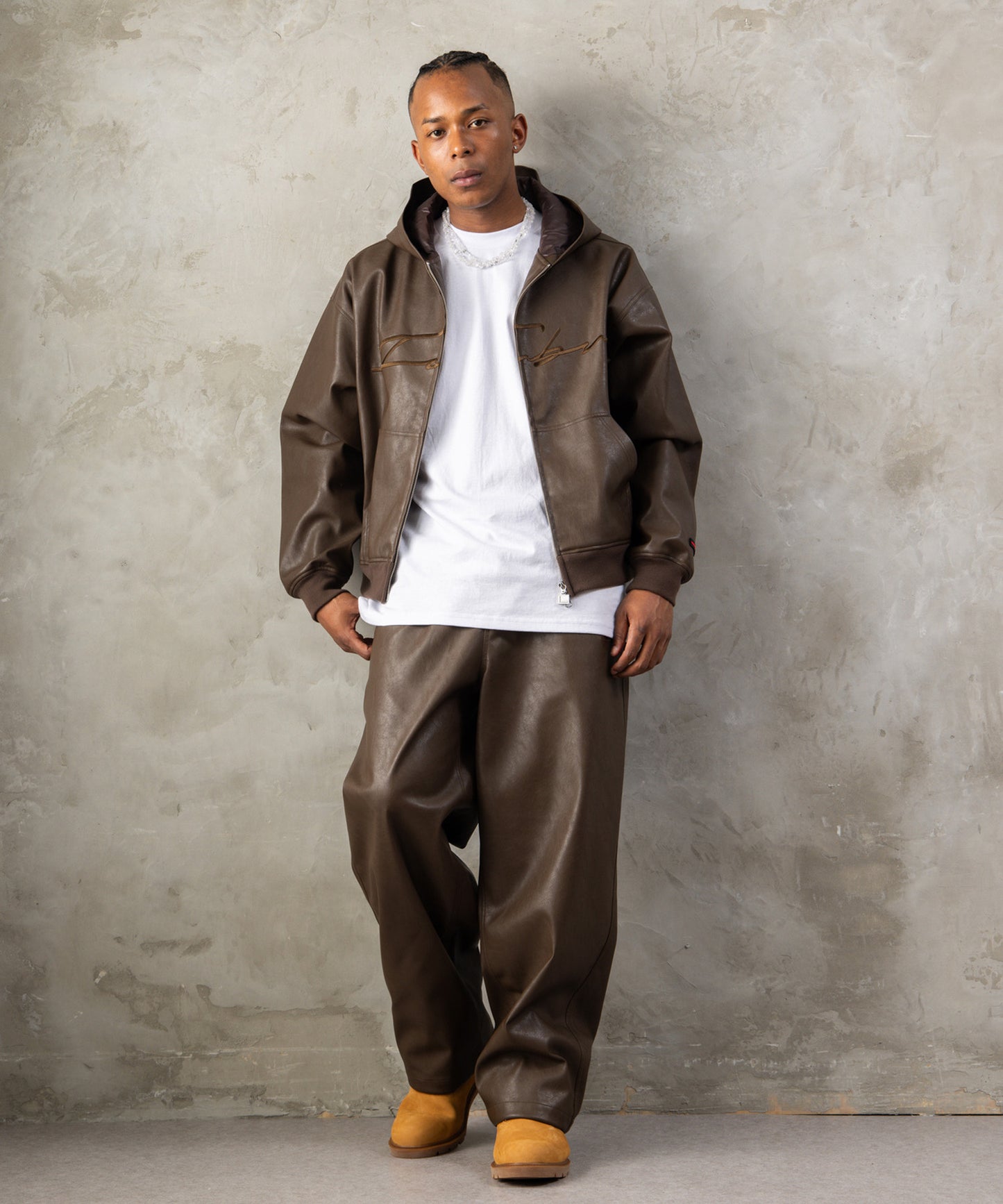 【NEW】FAUX LEATHER EASY PANTS/フェイクレザーイージーパンツ【FAM-62500】