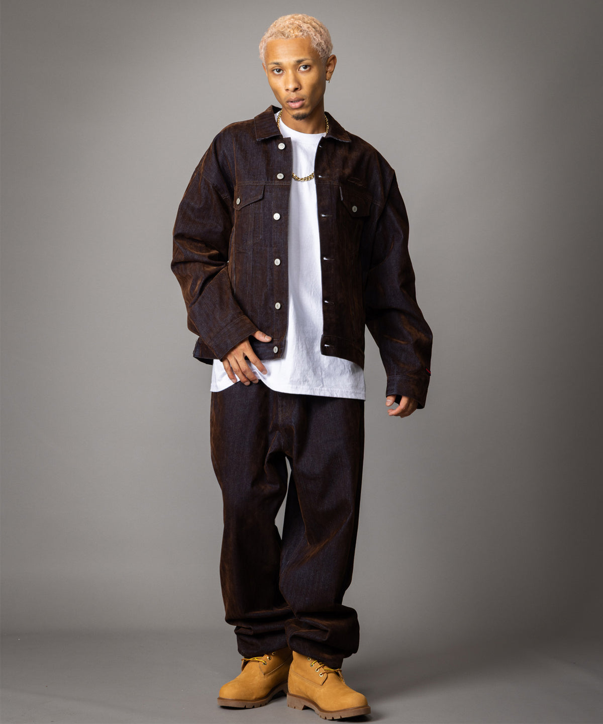 【NEW】FLOCKED DENIM PANTS/フロックデニムパンツ【FAM-62509】【10月5日から順次配送】
