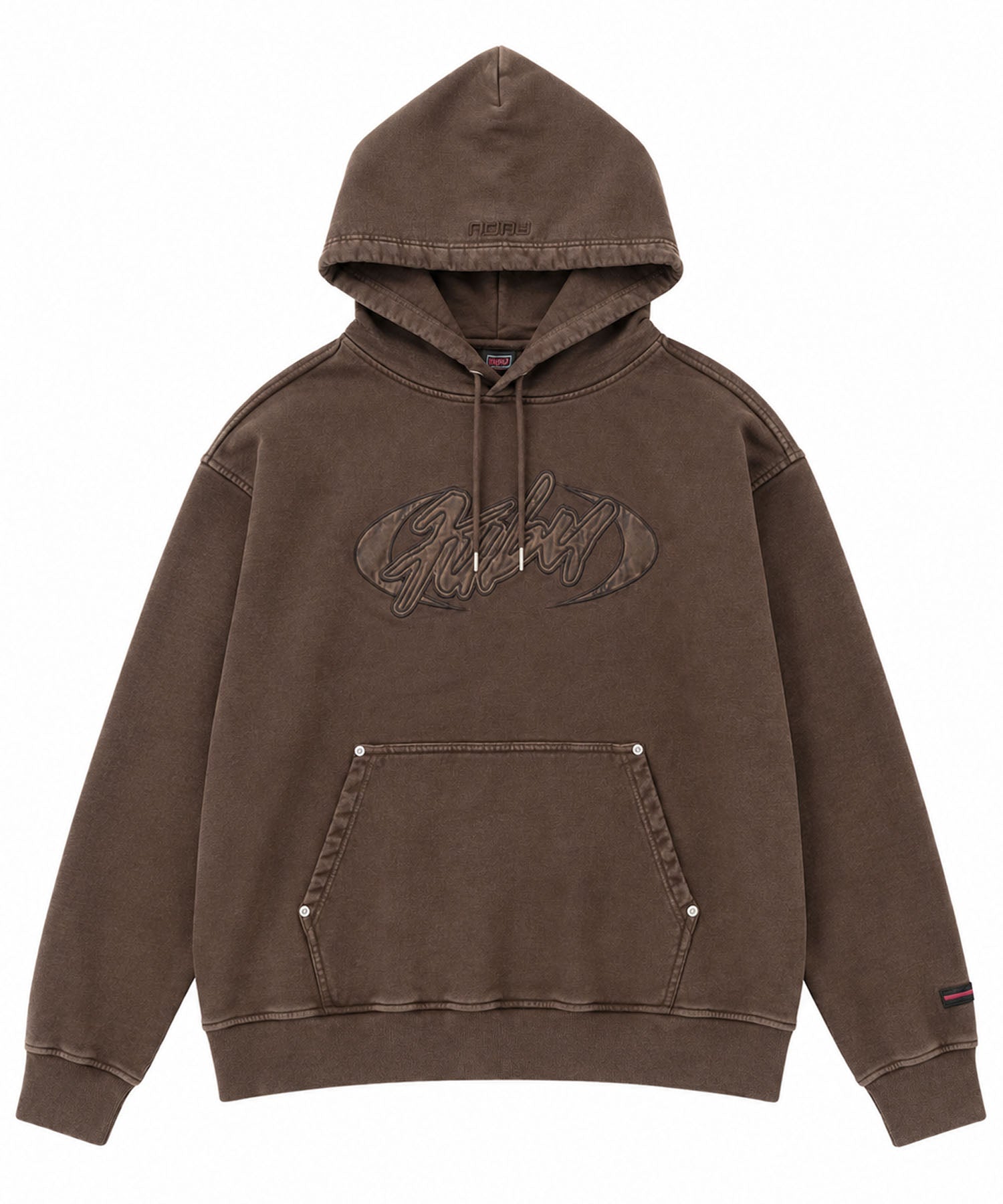 FAUX LEATHER PATCH HOODIE/フェイクレザーパッチフーディー【FAM