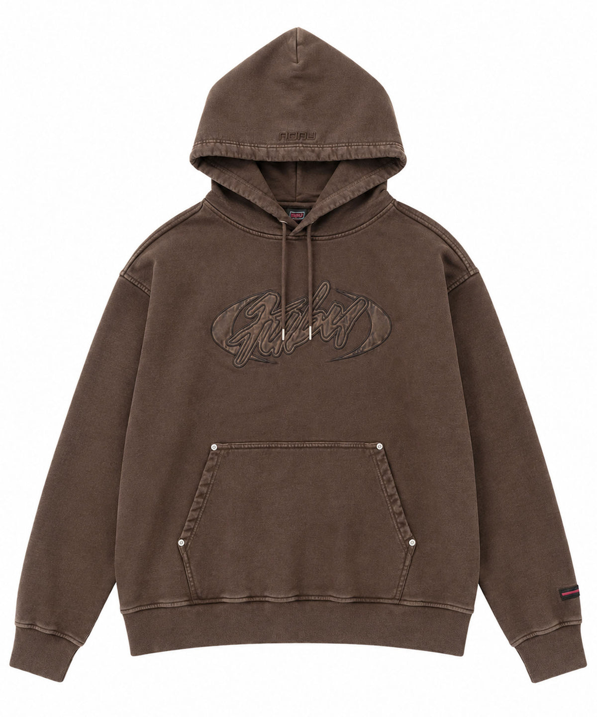 【NEW】FAUX LEATHER PATCH HOODIE/フェイクレザーパッチフーディー【FAM-62704】
