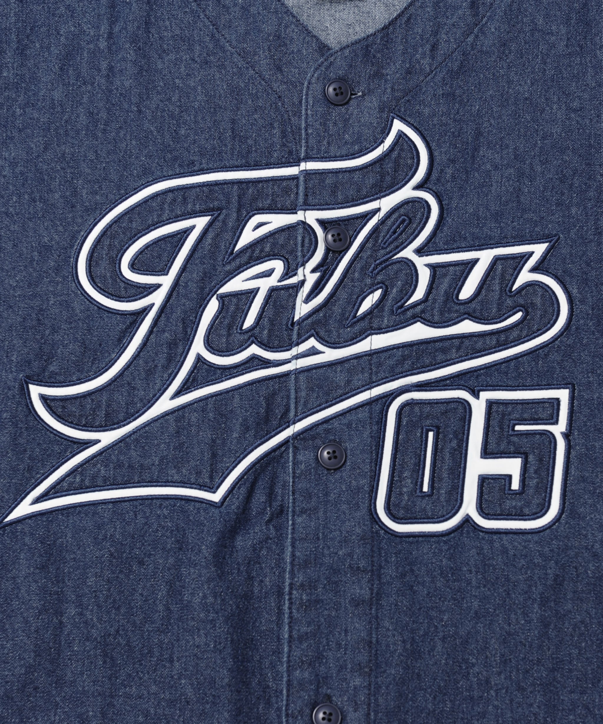 FUBU フブ トップス デニム ベースボール シャツ ロゴ 刺繍 半袖シャツ