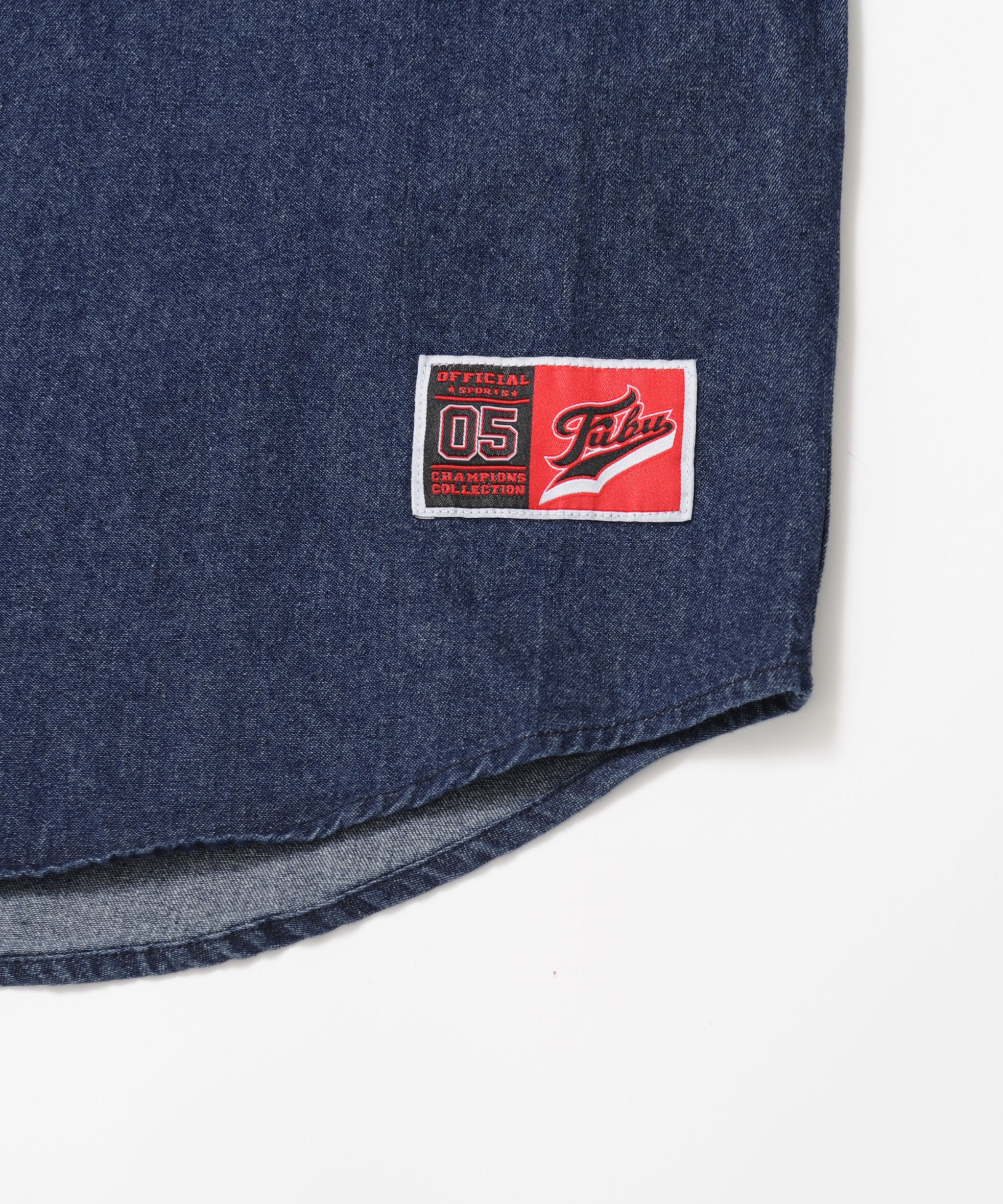 FUBU フブ トップス デニム ベースボール シャツ ロゴ 刺繍 半袖シャツ