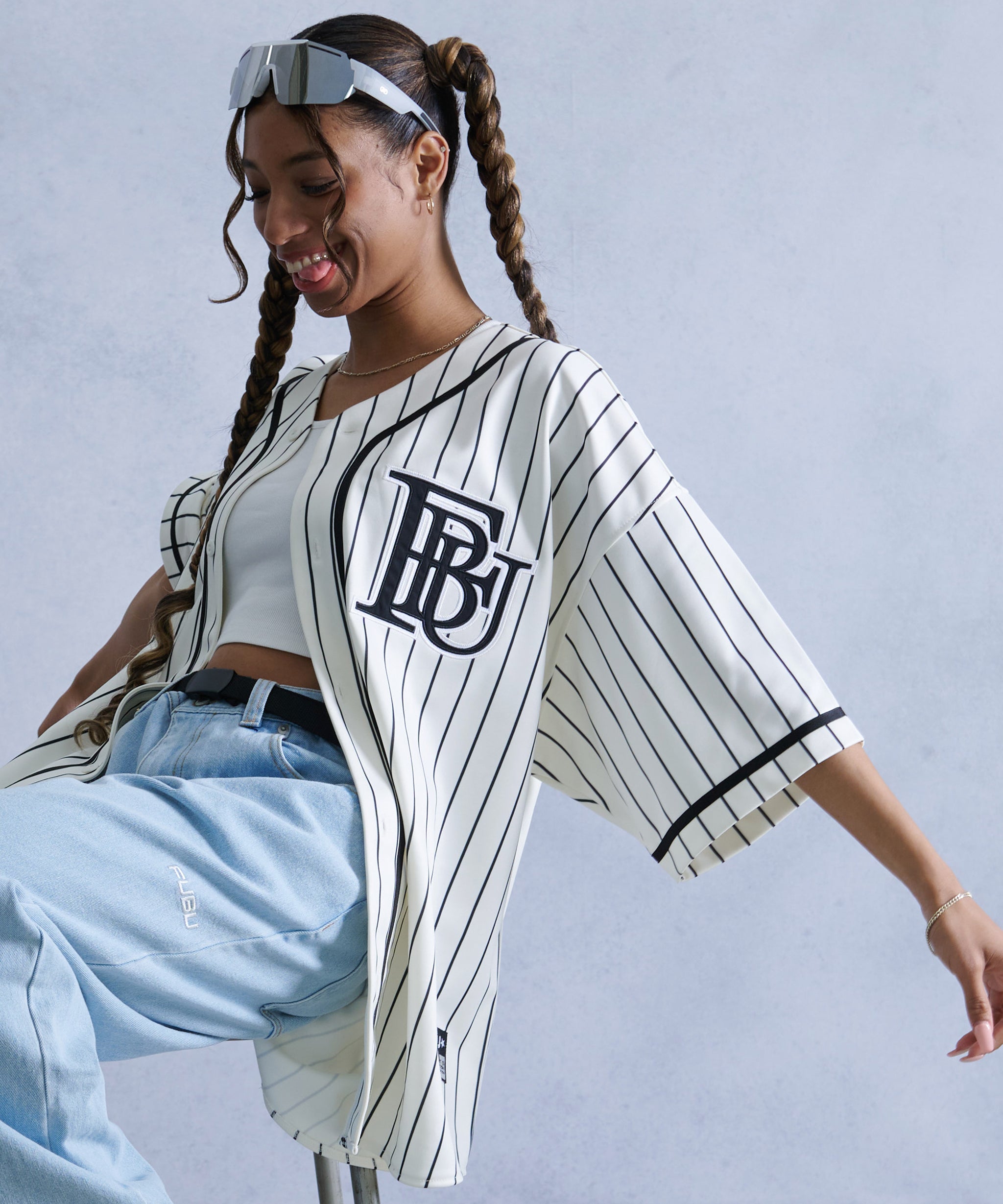 FUBU フブ トップス ブランド ロゴ ベースボール 半袖シャツ。FUBUは