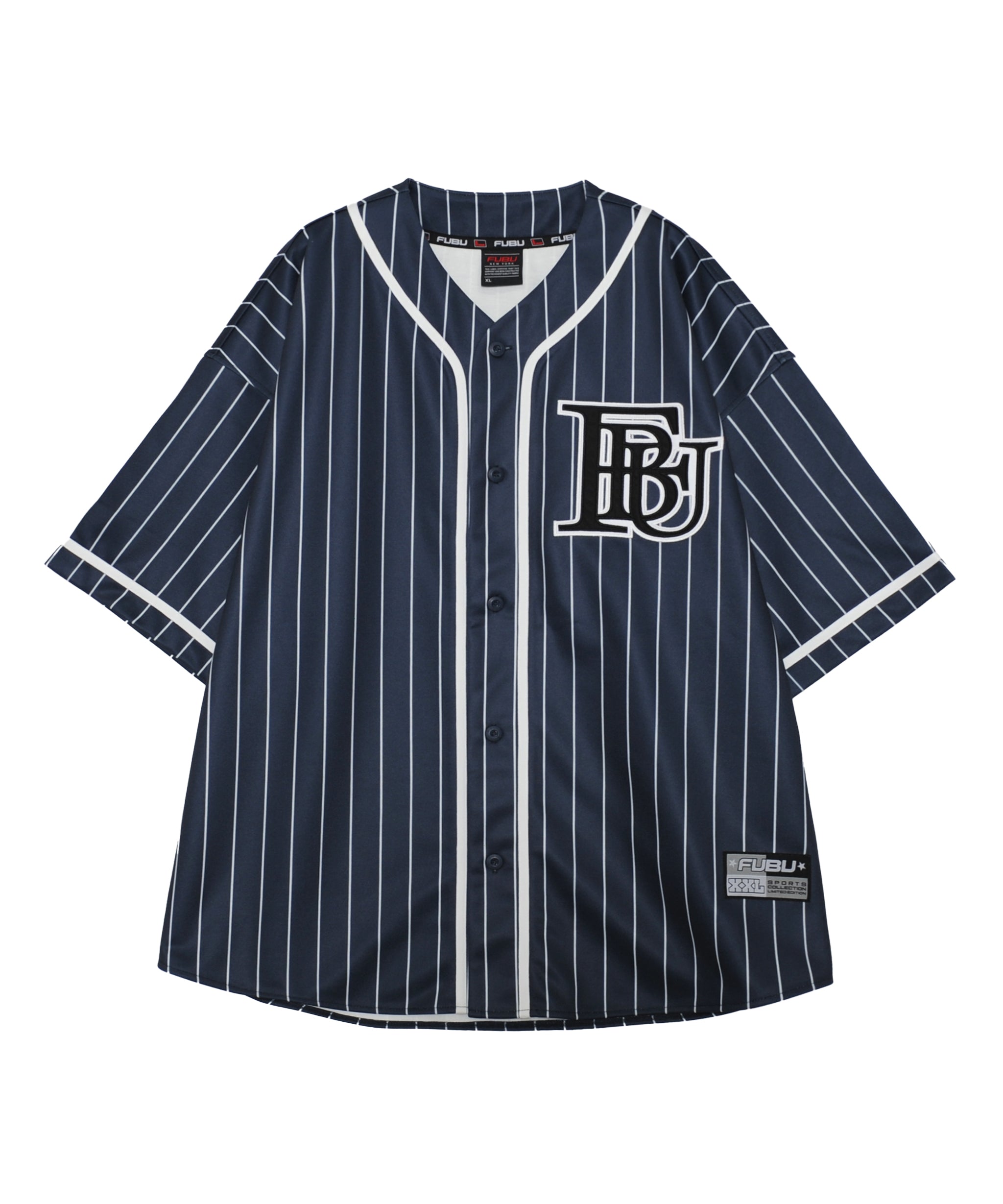FUBU　ベースボール　シャツ　刺繍 FUBU フブ ロゴワッペン ベースボールシャツ ユニフォーム メンズ3XL