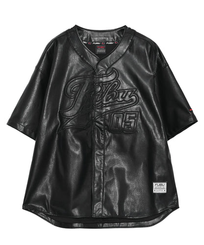 【NEW】FAUX LEATHER BASEBALL SHIRT/エコレザーベースボールシャツ【FAM-51100】