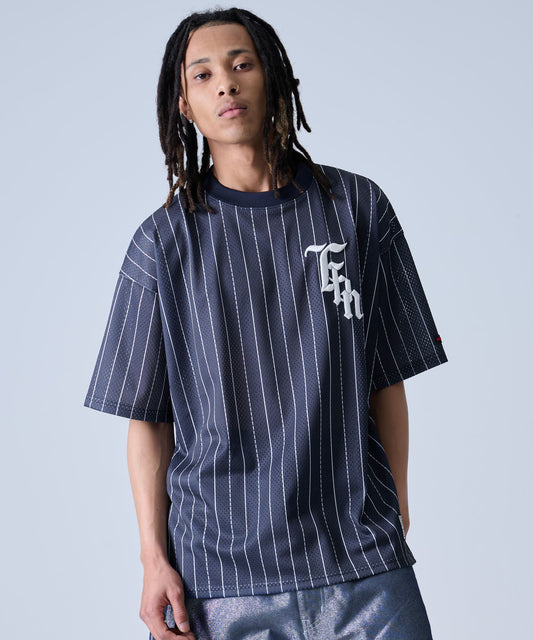 MESH STRIPE T-SHIRT/メッシュストライプTシャツ【FAM-51716】