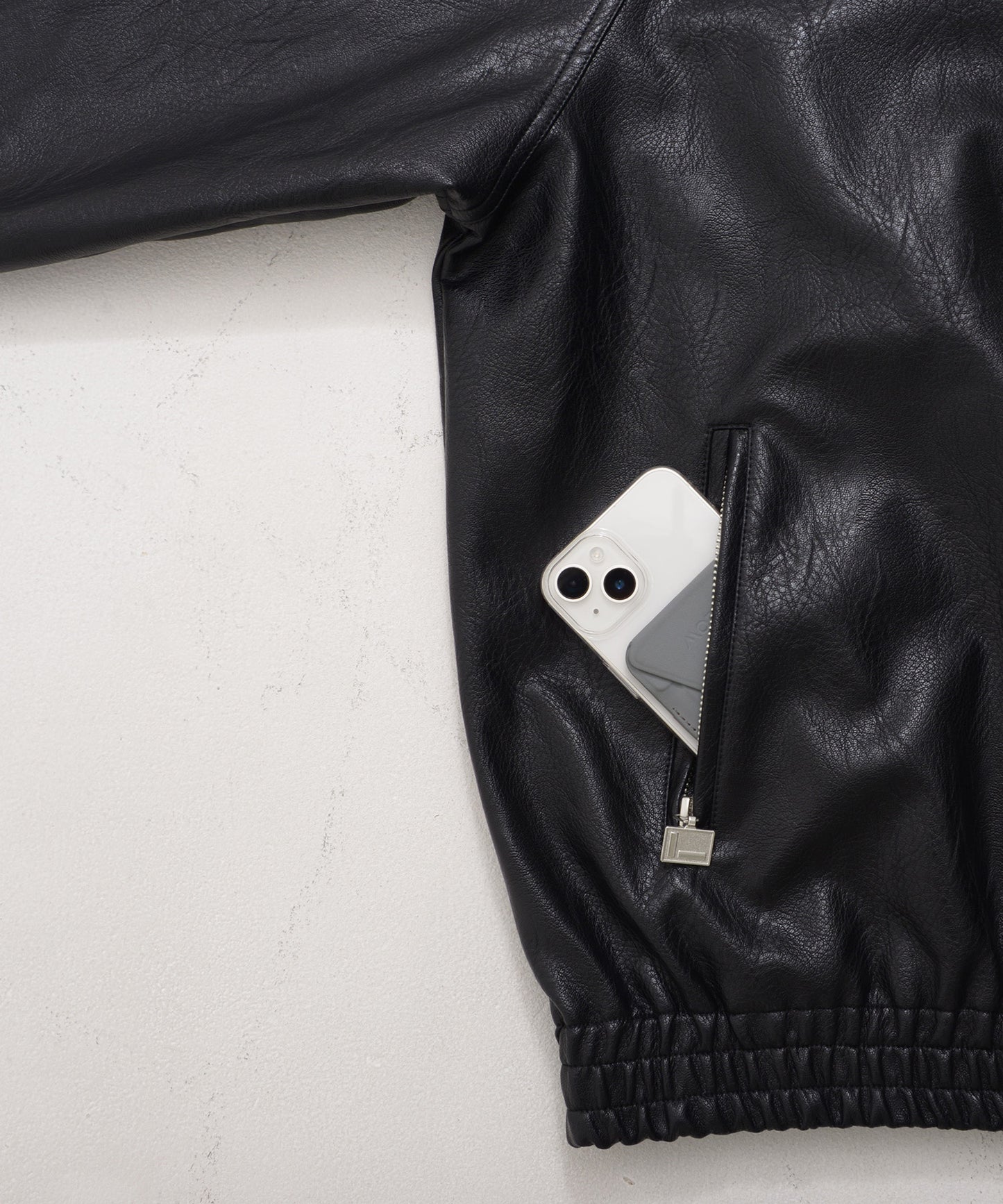 FAUX LEATHER TRACK JACKET/フェイクレザー トラックジャケット【FAM-52300】