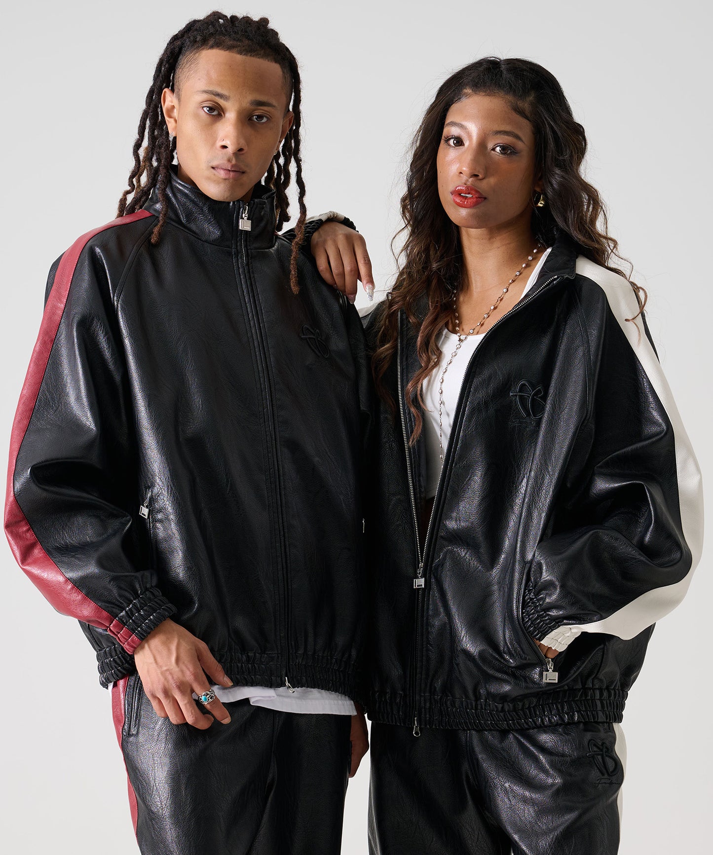FAUX LEATHER TRACK JACKET/フェイクレザー トラックジャケット【FAM-52300】
