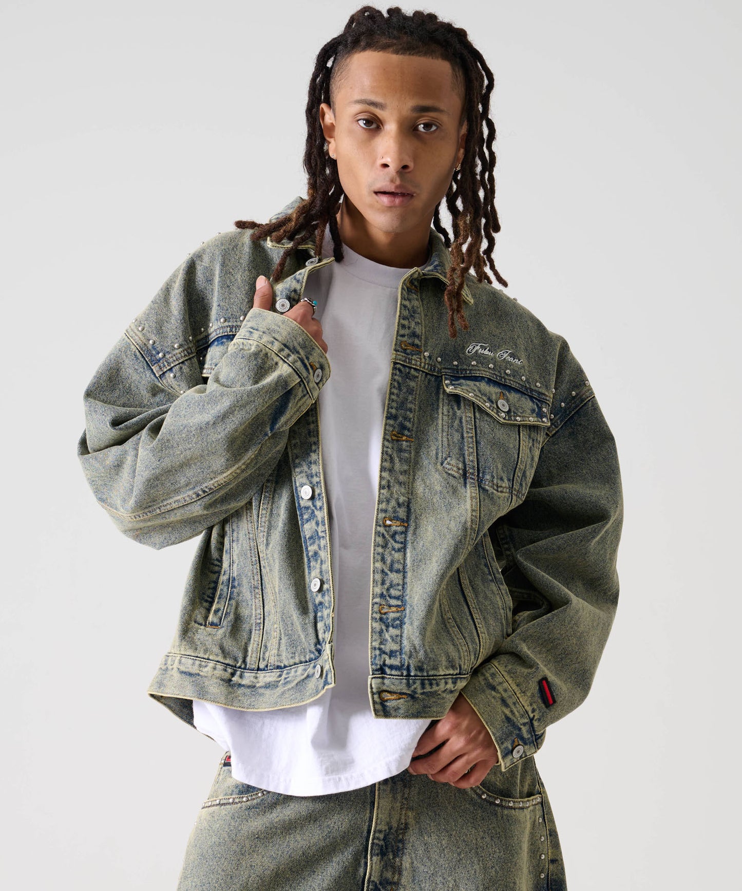 【NEW】STUDS DENIM JACKET/スタッド付きデニムジャケット【FAM-52309】