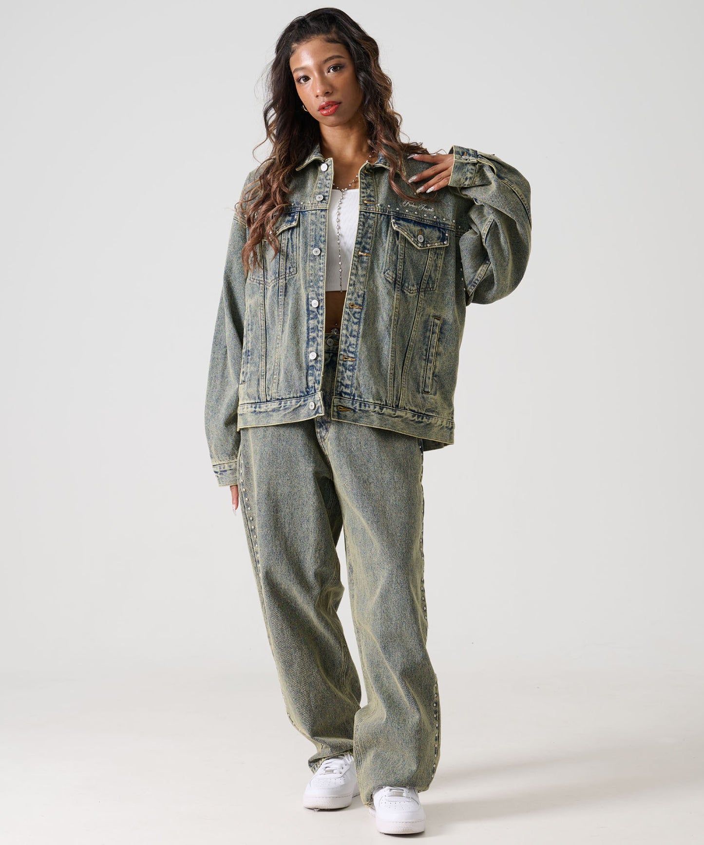 【NEW】STUDS DENIM JACKET/スタッド付きデニムジャケット【FAM-52309】