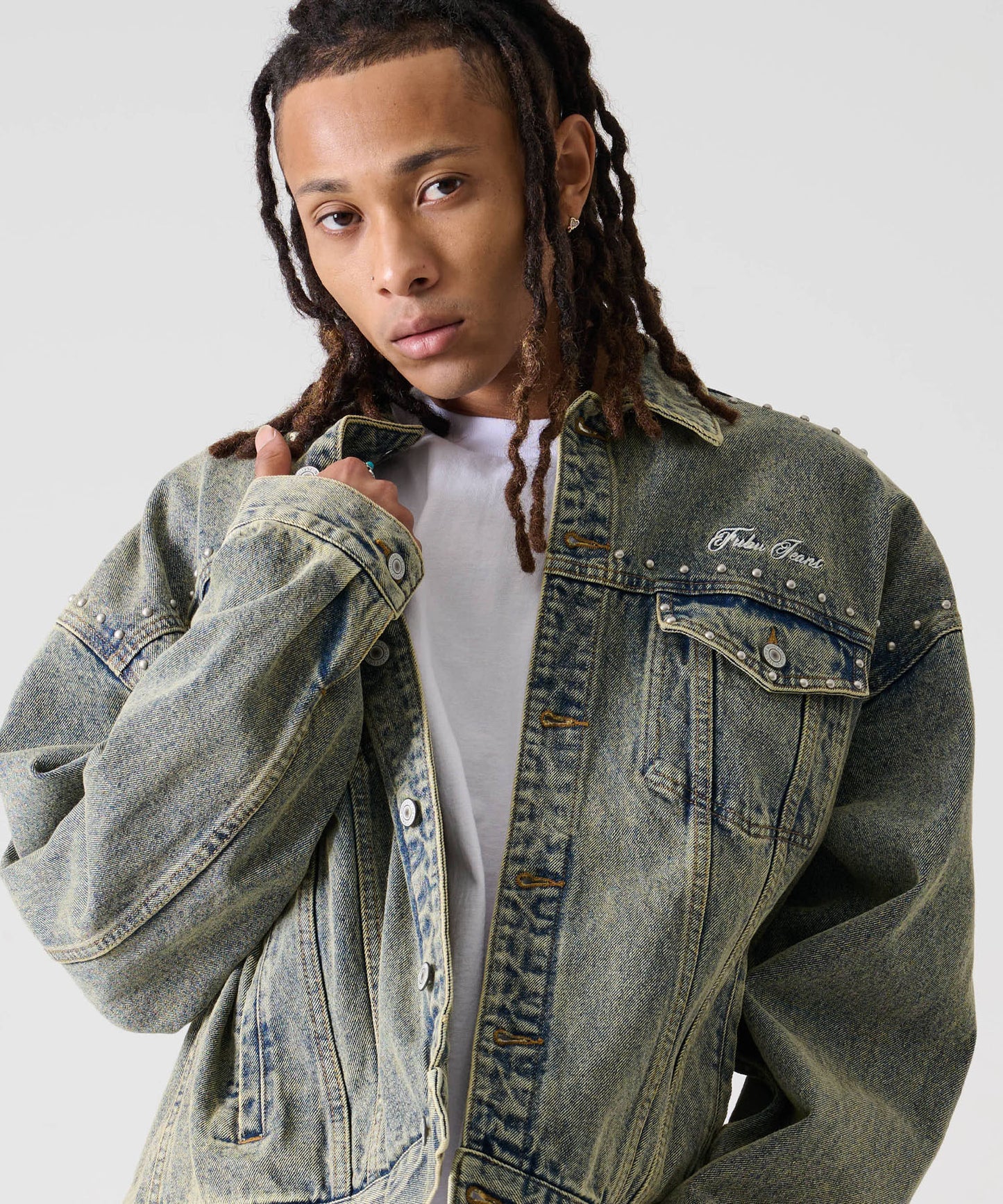 【NEW】STUDS DENIM JACKET/スタッド付きデニムジャケット【FAM-52309】