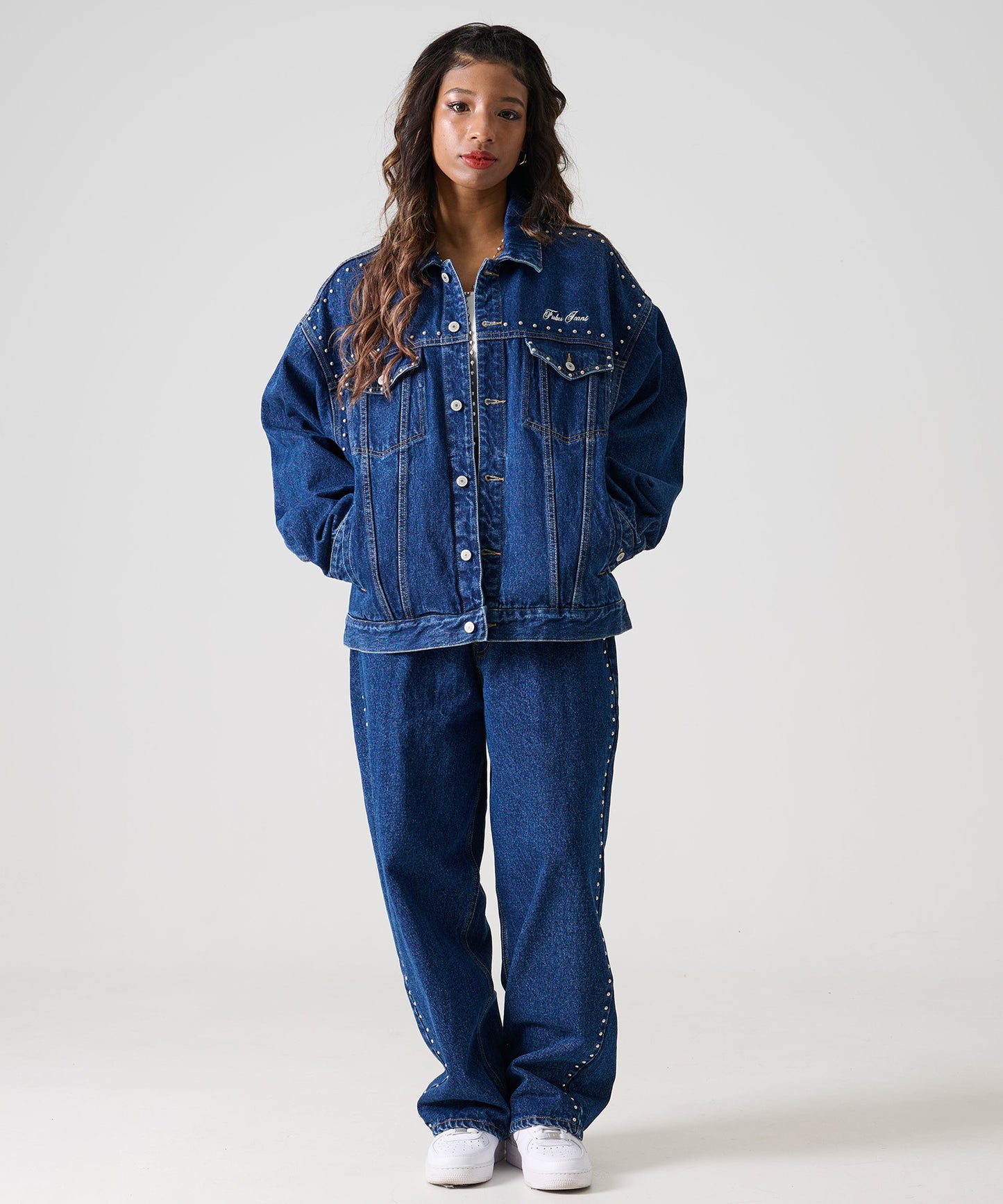 【年末SALE30%OFF】STUDS DENIM JACKET/スタッド付きデニムジャケット【FAM-52309】