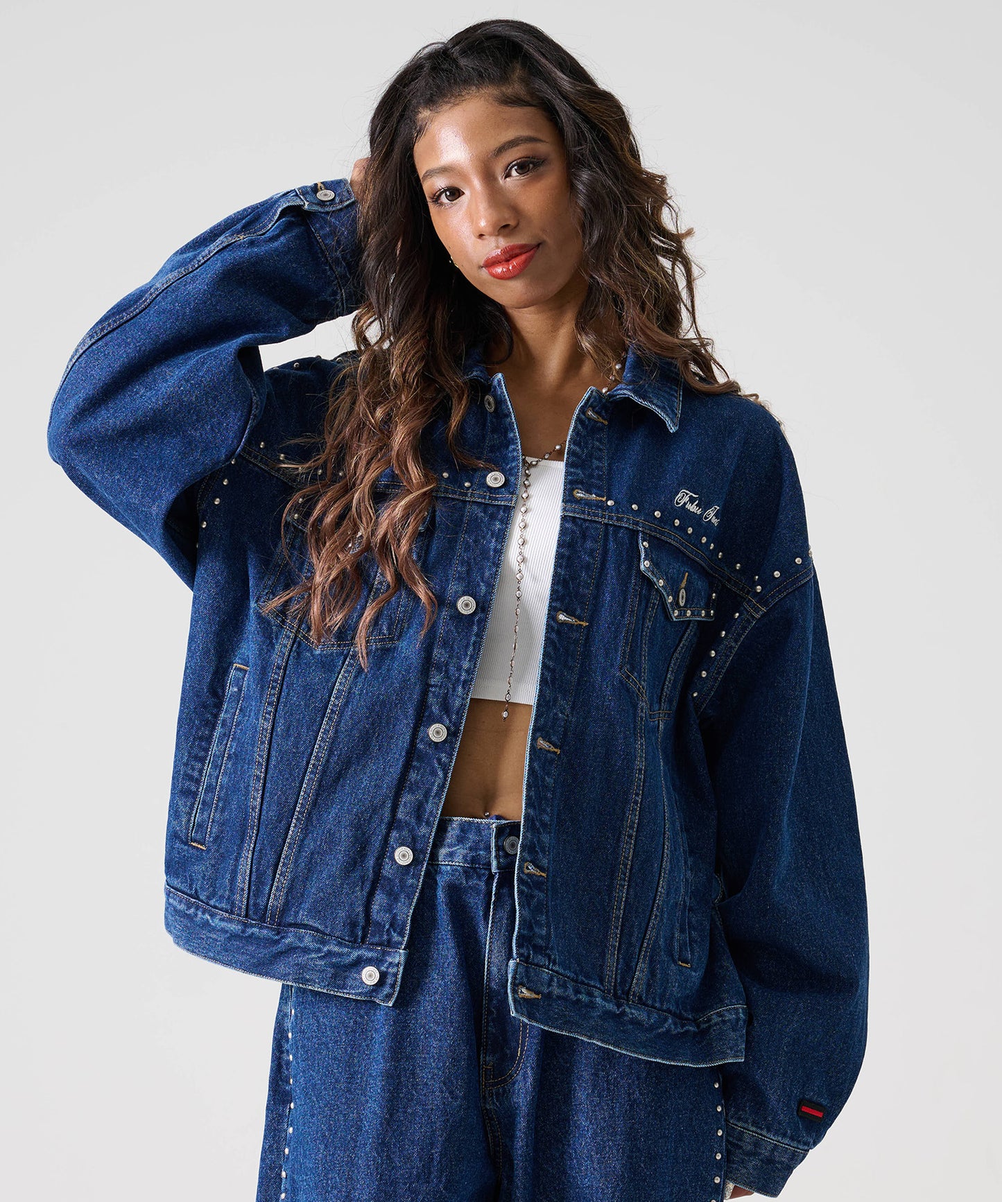 【年末SALE30%OFF】STUDS DENIM JACKET/スタッド付きデニムジャケット【FAM-52309】