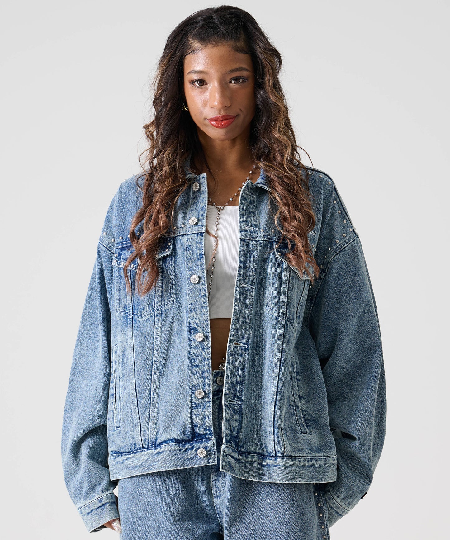 【年末SALE30%OFF】STUDS DENIM JACKET/スタッド付きデニムジャケット【FAM-52309】