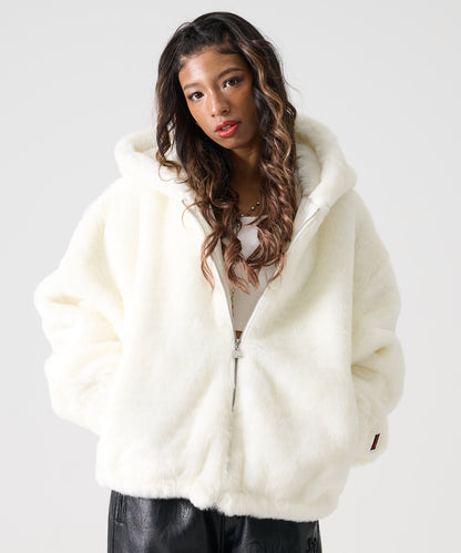 FAUX FAR HOODED JACKET/フェイクファー フード ジャケット【FAM-52311】