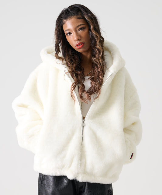 FAUX FAR HOODED JACKET/フェイクファー フード ジャケット【FAM-52311】