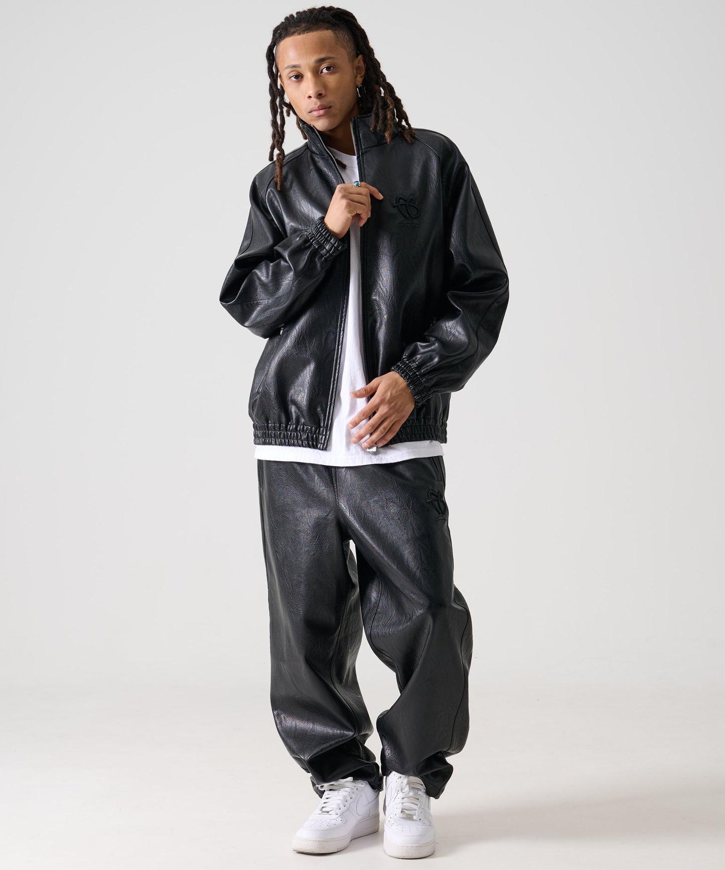 【Black Friday30%OFF】FAUX LEATHER TRACK PANTS/フェイクレザー トラックパンツ【FAM-52500】
